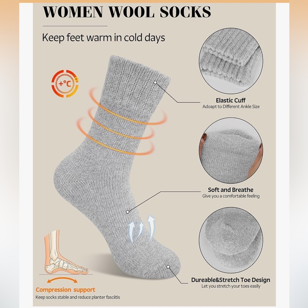 🆕 Womens Wool Socks, Winter Boot Socks - Picture 5 of 6